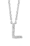 Effy Sterling Silver Pavé Diamond Initial Pendant Necklace In White-l