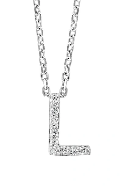 Effy Sterling Silver Pavé Diamond Initial Pendant Necklace In White-l
