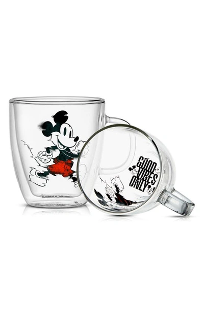 Joyjolt Set Of 2 Double Wall Mickey™ Glitch Mug In Clear