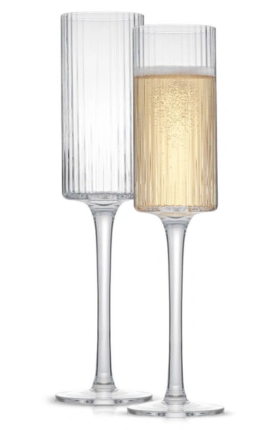 Joyjolt Elle Flute Champagne Glasses In Clear