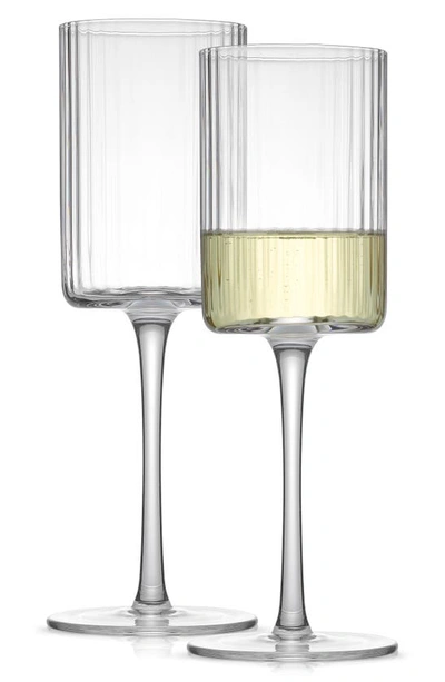 Joyjolt Elle Fluted Cylinder White Wine Glasses In Clear