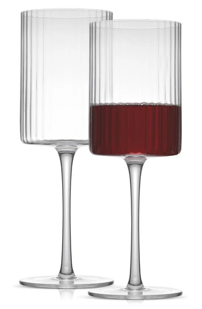 Joyjolt Elle Fluted Cylinder Red Wine Glasses In Clear