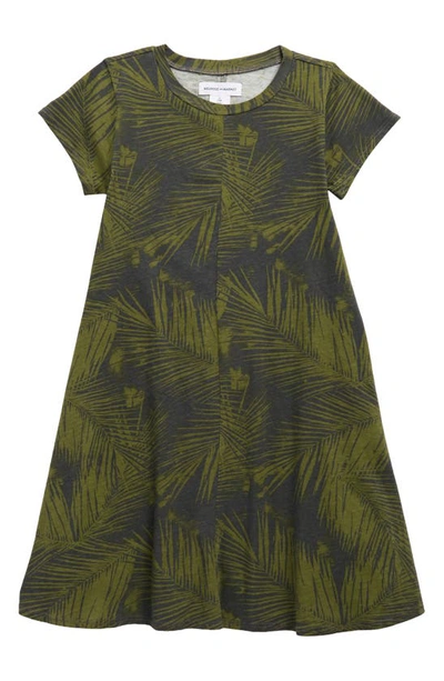 Melrose And Market Kids' Short Sleeve Knit Dress In Olive Palms