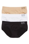 Dkny Energy 3-pack Seamless Bikini Panties In Black, Skinny Dip, White