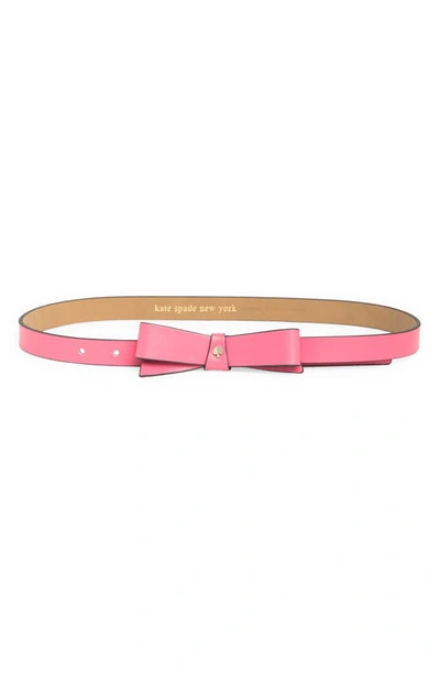 Kate Spade Bow Belt With Spade In Pale Peach