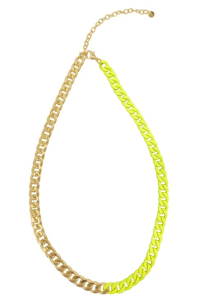 Adornia 14k Gold Plate Two-tone Neon Curb Chain Necklace In Yellow