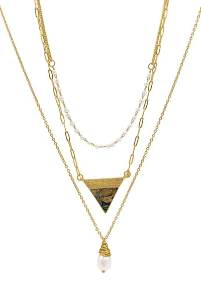 Adornia Freshwater Pearl & Inlay Layered Necklace In Gold