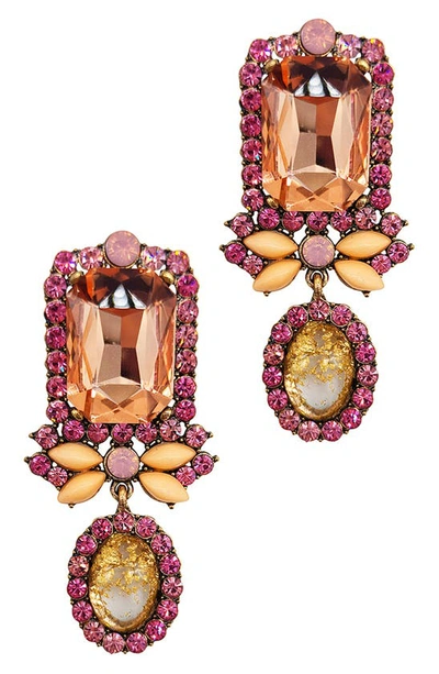 Adornia 14k Gold Plate Beaded Crystal Drop Earrings In Pink