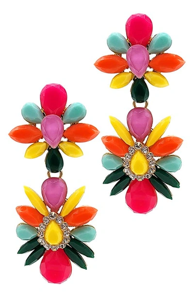 Adornia Multicolor Drop Earrings In Green/ Pink Multi