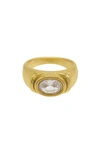 Adornia Cubic Zirconia Signet Ring In Gold