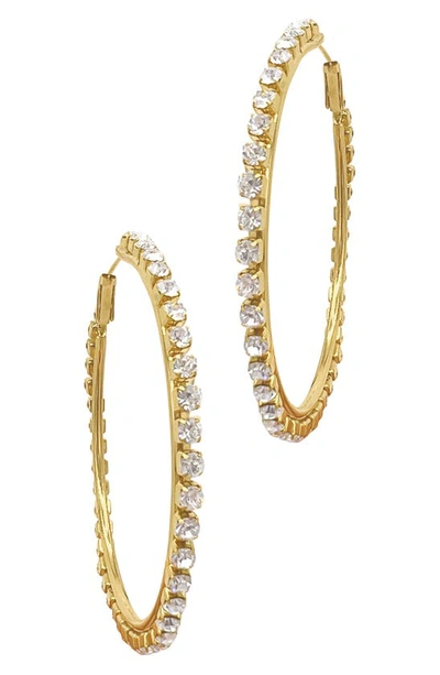 Adornia Pavé Crystal Water Resistant Large Hoop Earrings In Gold