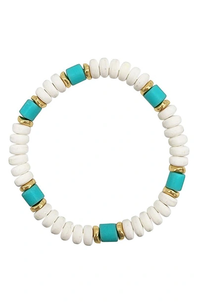 Adornia 14k Gold Plate Turquoise Beaded Stretch Bracelet
