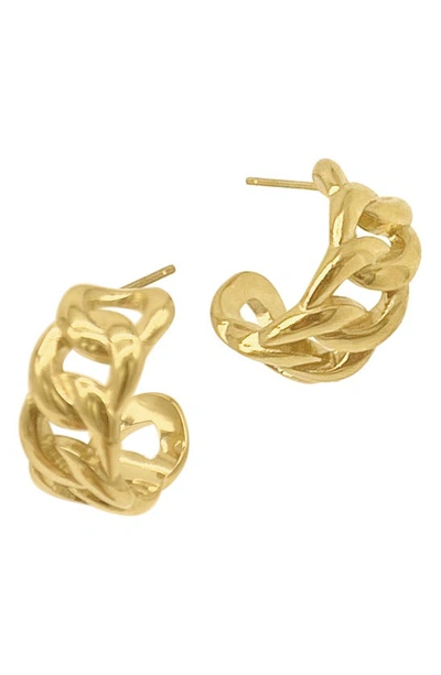 Adornia Curb Chain Huggie Hoop Earrings In Gold