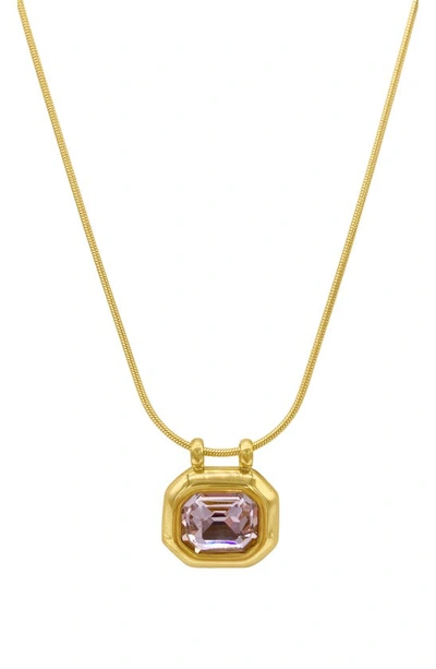 Adornia Water Resistant Octagon Necklace In Pink