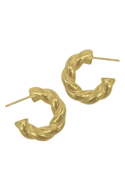 Adornia Water Resistant Twisted Hoop Earrings In Gold