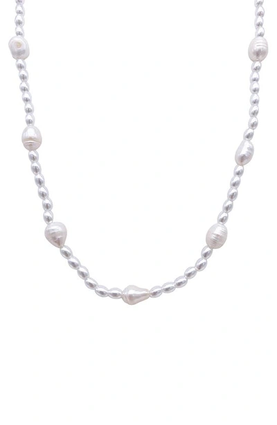 Adornia Water Resistant Mixed Cultured Pearl Necklace In White