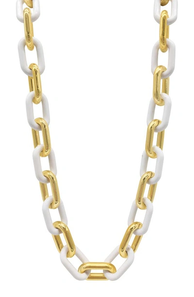 Adornia Mixed Media Oval Link Chain Necklace In White