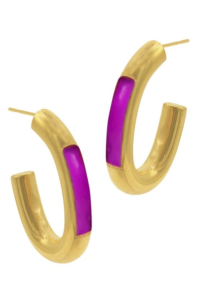Adornia 14k Gold Vermeil Enamel Hoop Earrings In Purple