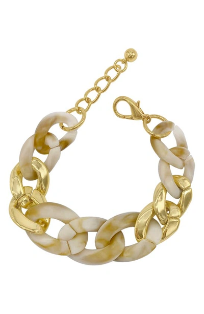 Adornia 14k Yellow Gold Water Resistant Chain & Resin Link Bracelet