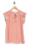 Dr2 By Daniel Rainn Ruffle Tie Neck Top In Petal Pink