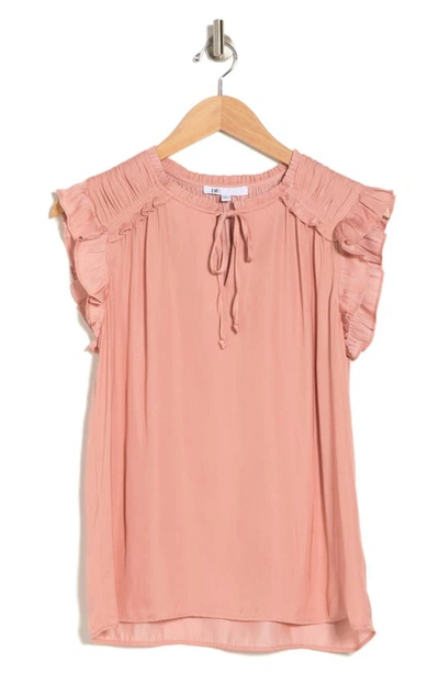 Dr2 By Daniel Rainn Ruffle Tie Neck Top In Petal Pink