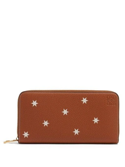 Loewe Leather Star Horizontal Zip-around Wallet In White