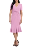 London Times Flounce Hem Twist Midi Dress In Orchid