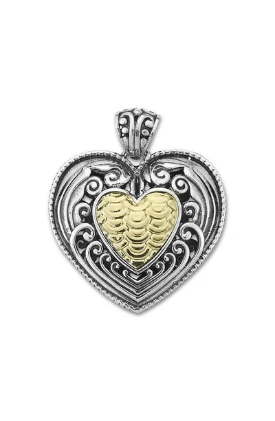 Samuel B. 18k Yellow Gold & Sterling Silver Heart Pendant In Silver/ Gold