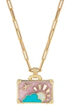 Nevernot Flamingo Sunset 14k Yellow Gold Multi-stone Necklace In 14k Gold