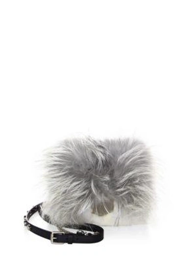 Jimmy Choo Petite Metallic Lockett Mink Fur Crossbody Bag In Natural