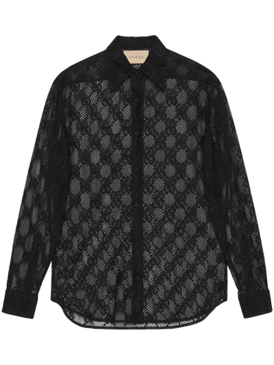 Gucci Gg Lace Shirt In Black
