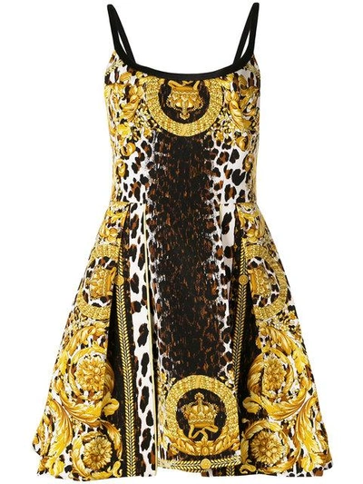 Versace Leopard And Baroque Print Mini Dress