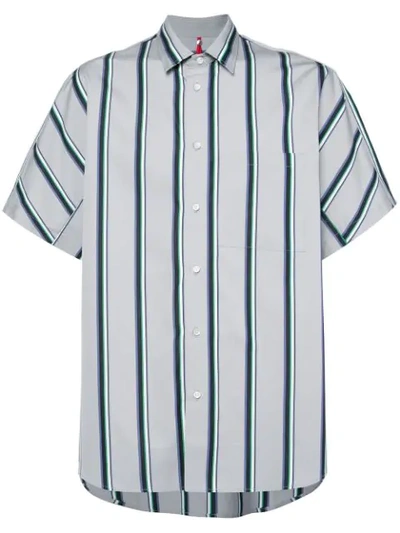 Oamc Short-sleeve Striped Shirt In Grey