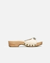 Re/done Dr. Scholl's Clog Sandal In Cream Leather