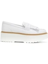 Hogan Platform Fringed Loafers In White