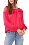Vince Camuto Hammered Satin Blouse In Geranium