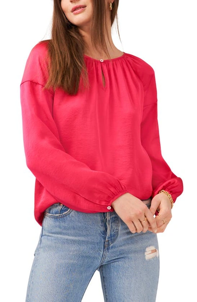 Vince Camuto Hammered Satin Blouse In Geranium