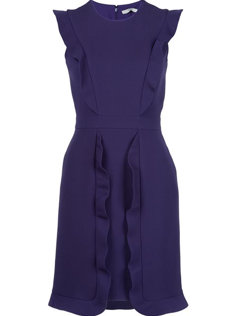 Fendi Sleeveless Frill Trim Dress In Purple | ModeSens