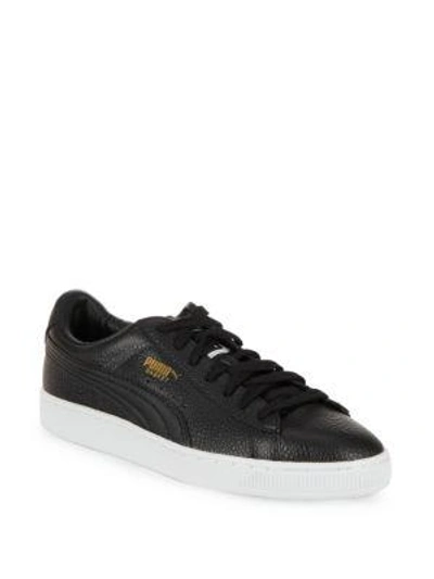 Puma Basket Leather Lace-up Sneakers In Black