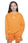 Nike Sportswear Club Fleece Big Kids' (girls') Crew Sweatshirt In Orange