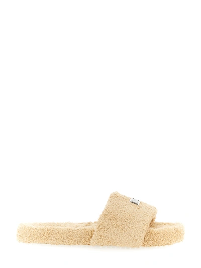 Dolce & Gabbana Terry Slide Sandal In Beige