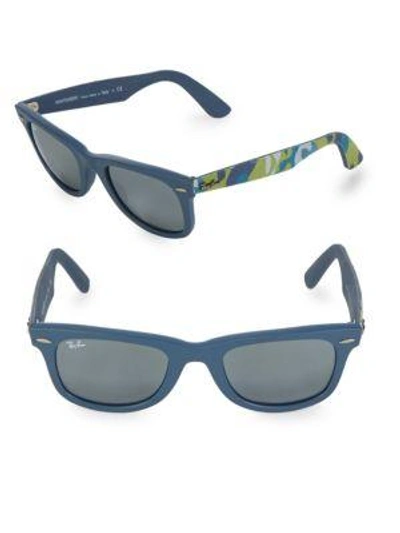 Ray Ban Printed Wayfarer Sunglasses In Blue