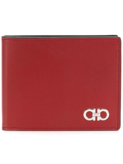 Ferragamo Gancio Leather Billfold Wallet In Red