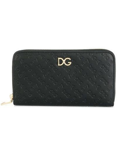 Dolce & Gabbana Love Logo Embossed Wallet In 80999 Black