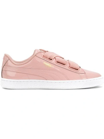 Puma Basket Heart Patent Sneakers In Pink