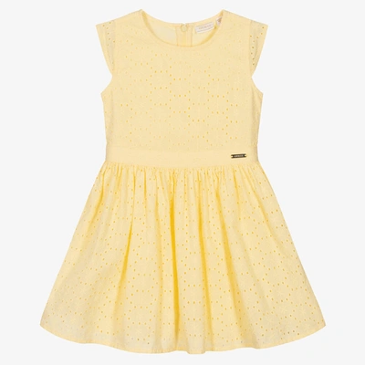 Guess Kids' Girls Yellow Broderie Anglaise Dress