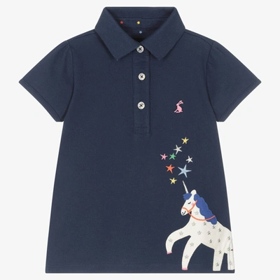 Joules Kids' Girls Navy Blue Cotton Polo Shirt