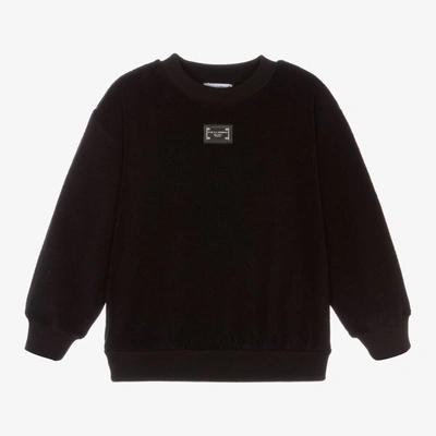 Dolce & Gabbana Kids' Boys Black Terry Cotton Logo Sweatshirt