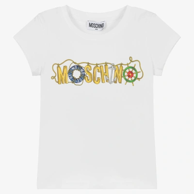 Moschino Kid-teen Kids' Girls White Cotton Logo T-shirt