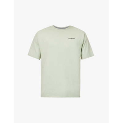 Patagonia Mens Saliva Green P-6 Logo Responsibili-tee Recycled Cotton And Recycled Polyester-blend T